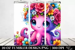 Cute Cartoon-Style Watercolor Octopus, 20 Oz Tumbler Product Image 2