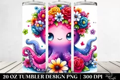Vibrant Cartoon-Style Octopus 20 Oz Tumbler Product Image 2