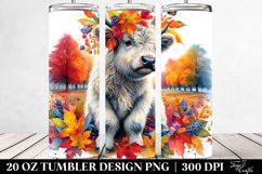 Colorful Watercolor Baby Highland Cow. 20 Oz Tumbler Design Product Image 2