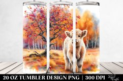 Colorful Watercolor Baby Highland Cow. 20 Oz Tumbler Design Product Image 2