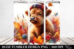 Colorful Watercolor Baby Highland Cow. 20 Oz Tumbler Design Product Image 2