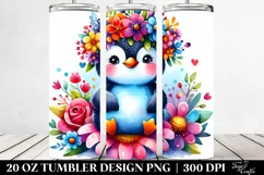 Vibrant Penguin on Flower | 20 oz Tumbler Product Image 2