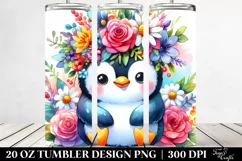 Vibrant Penguin on Flower | 20 oz Tumbler Product Image 2