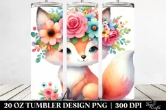 Cute Cartoon-Style Watercolor Fox, 20 Oz Tumbler Product Image 2