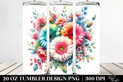 Colorful Watercolor Gerbera PNG Product Image 2