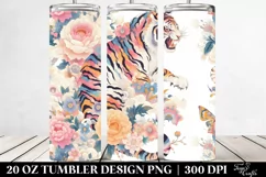 Colorful Tiger Floral | 20 Oz Tumbler Product Image 2