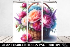 Colorful Watercolor Peonies Zinnia Tumbler Product Image 2