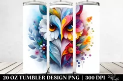 Abstract Vibrant Watercolor Owl | 20 oz Tumbler Product Image 2