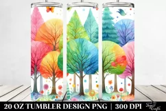 Colorful Rainbow Trees, Whimsical Flowers | 20 Oz Tumbler Product Image 2