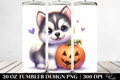 Halloween Husky with Jack-o Lantern, PNG Product Image 2