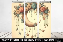 Vibrant Half Moon with Stars and Flowers | 20 oz Tumbler Product Image 2