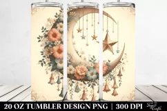 Vibrant Half Moon with Stars and Flowers | 20 oz Tumbler Product Image 2