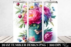 Colorful Watercolor Peonies Can Tumbler Product Image 2