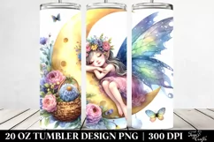 Colorful Fairy Napping on Moon | 20 Oz Tumbler Product Image 2