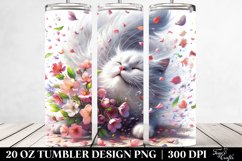 Cat Tumbling Spring Petals Wind | 20 Oz Tumbler Product Image 2