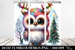 Expressive Baby Owl with Reindeer Horns PNG Product Image 2