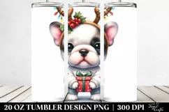 Expressive Bulldog with Reindeer Horns PNG Product Image 2