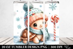 Cute Baby Turtle Winter Clipart, 20 Oz Tumbler Product Image 2