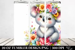 Cartoon Koala Flower Crown | 20 oz Tumbler Product Image 2