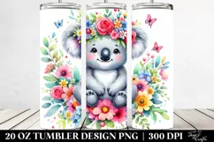 Cartoon Koala Flower Crown | 20 oz Tumbler Product Image 2