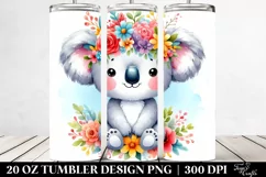 Cartoon Koala Flower Crown | 20 oz Tumbler Product Image 2