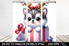 Pastel Siberian Husky with Christmas Lights PNG Product Image 2
