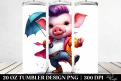 Cute Baby Pig Illustration | 20 oz Tumbler Product Image 2