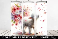 Watercolor Lamb Tumbling with Spring | 20 Oz Tumbler Product Image 2