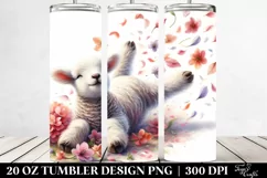 Watercolor Lamb Tumbling with Spring | 20 Oz Tumbler Product Image 2
