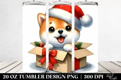 Entertaining Shiba Inu with Santa Hat PNG Product Image 2