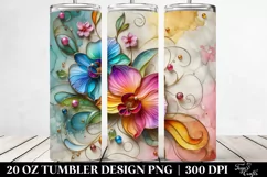Colorful Orchid on Marble Background | 20 Oz Tumbler Product Image 2