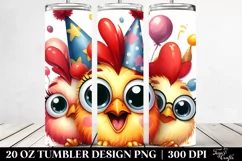 Funny Rooster Chick, Party Hat | 20 Oz Tumbler Product Image 2