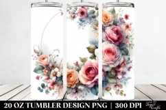 Colorfull Floral Frame Pink Tumbler Product Image 2