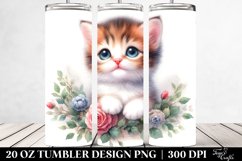 Cute Baby Cat Watercolor Image | 20 oz Tumbler Product Image 2