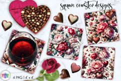 Baroque Flowers Square Coasters | Spring Flowers Coasters Product Image 1