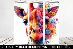 Vibrant Flower Giraffe Abstract. 20 Oz Tumbler Design Product Image 2