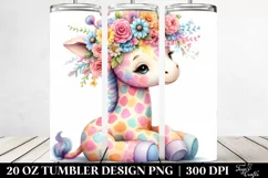 Cute Giraffe with Flower Crown, Transparent 20 Oz Tumbler Product Image 2