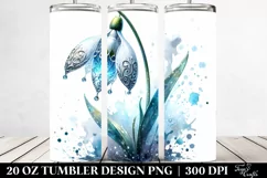 20 Oz Tumbler Sublimation | Snowdrop Watercolor Splash Product Image 2