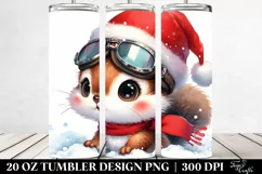 Expressive Baby Watercolor Squirrel with Santa Hat, High-Res Product Image 2