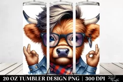 Funny Highland Cow with es, PNG Product Image 2