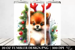 Pomeranian with Reindeer Horns PNG Product Image 2
