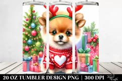 Pomeranian with Reindeer Horns PNG Product Image 2