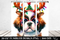 Expressive Baby Saint Bernard with Christmas Lights, PNG Product Image 2