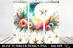 Colorful Half Moon with Stars and Flowers | 20 oz Tumbler Product Image 2
