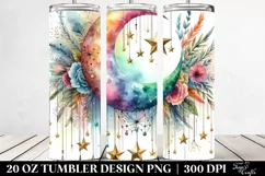 Colorful Half Moon with Stars and Flowers | 20 oz Tumbler Product Image 2