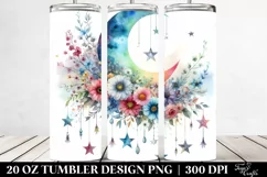 Colorful Half Moon with Stars and Flowers | 20 oz Tumbler Product Image 2