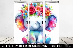 Cute Elephant Flower Crown Tumbler Design Product Image 2