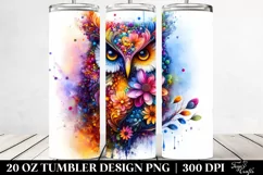 Abstract Owl Diamonds Flowers | 20 oz Tumbler Product Image 2
