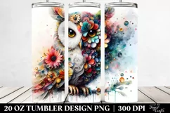 Vibrant Owl Flowers Splash. 20 Oz Tumbler Design Product Image 2