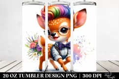 Vibrant Cute Baby Deer Playing 20 Oz Tumbler Product Image 2